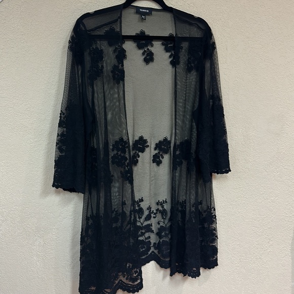 torrid Other - Torrid womans black Lace kimono coverup Cardigan size XL